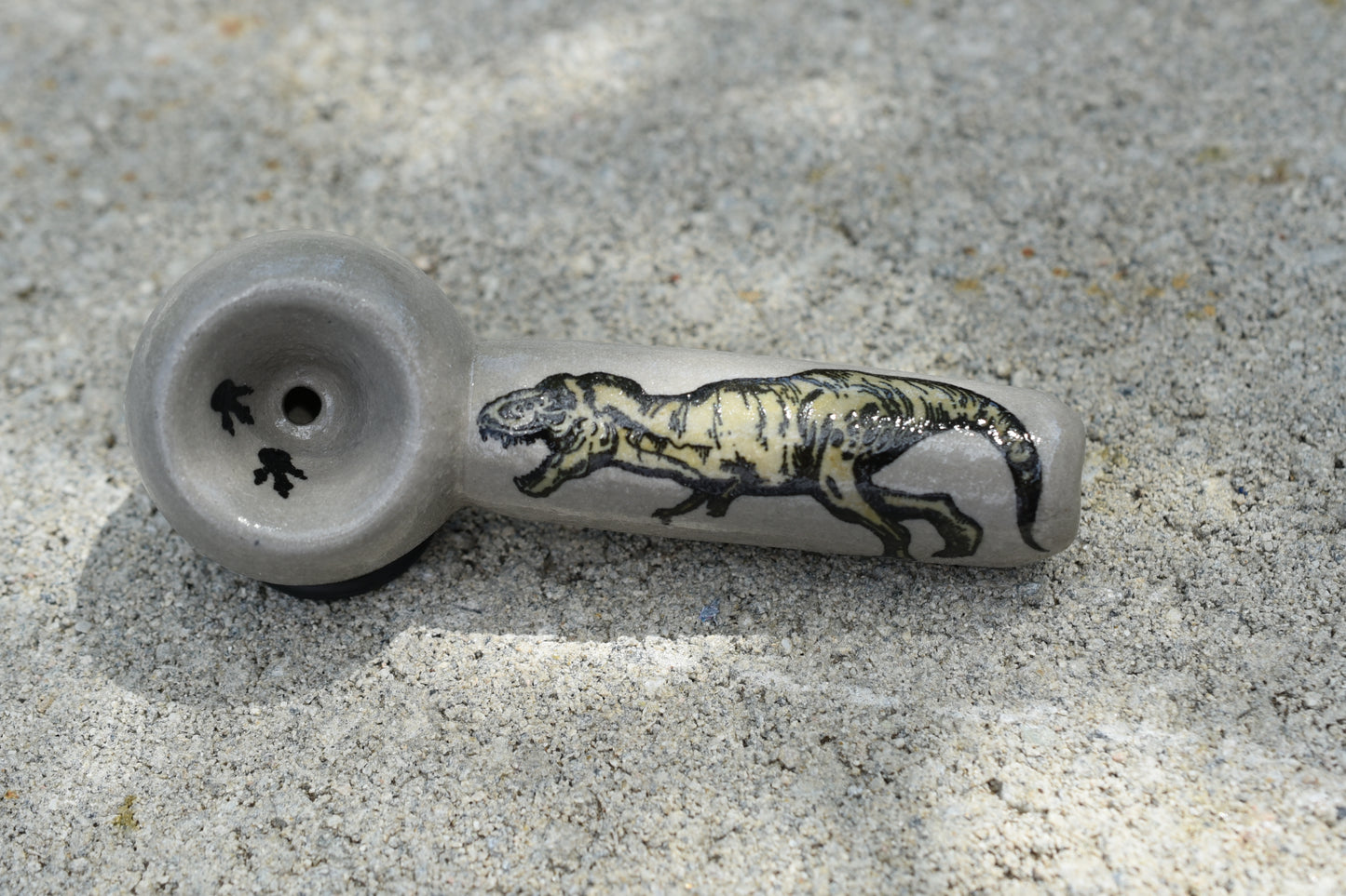 T-Rex, Dinosaur, Cement Gray Color, Small Pipe