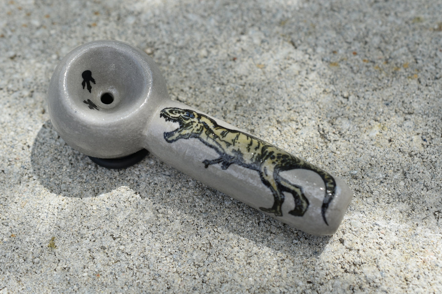 T-Rex, Dinosaur, Cement Gray Color, Small Pipe