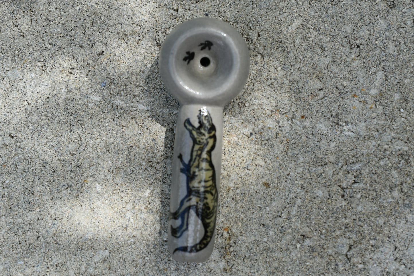 T-Rex, Dinosaur, Cement Gray Color, Small Pipe