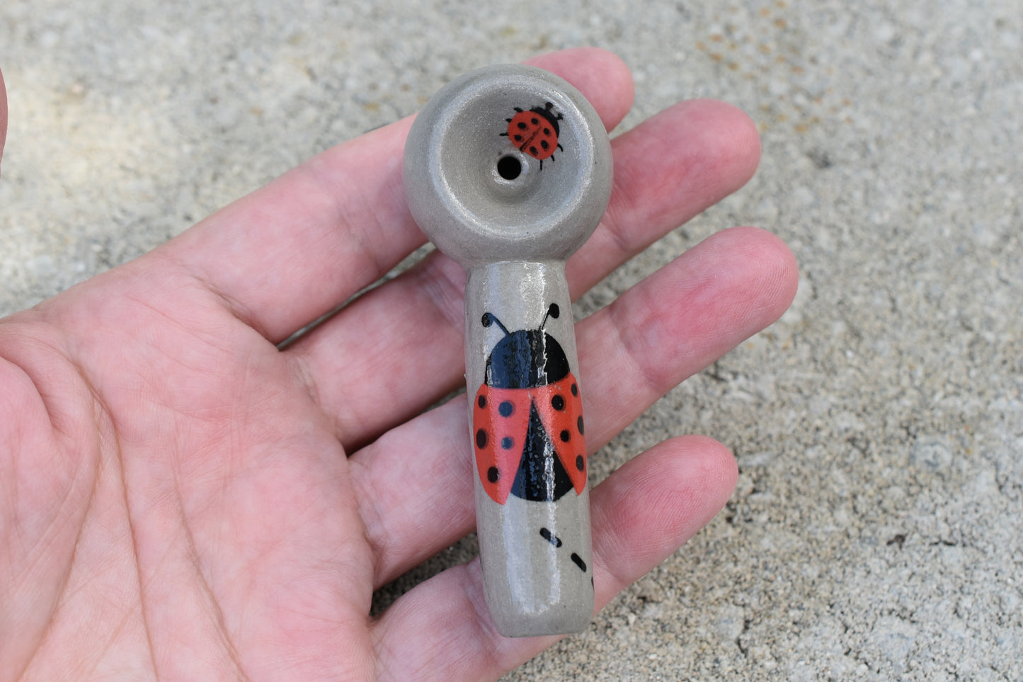 Ladybugs, Cement Gray Color, Small Pipe