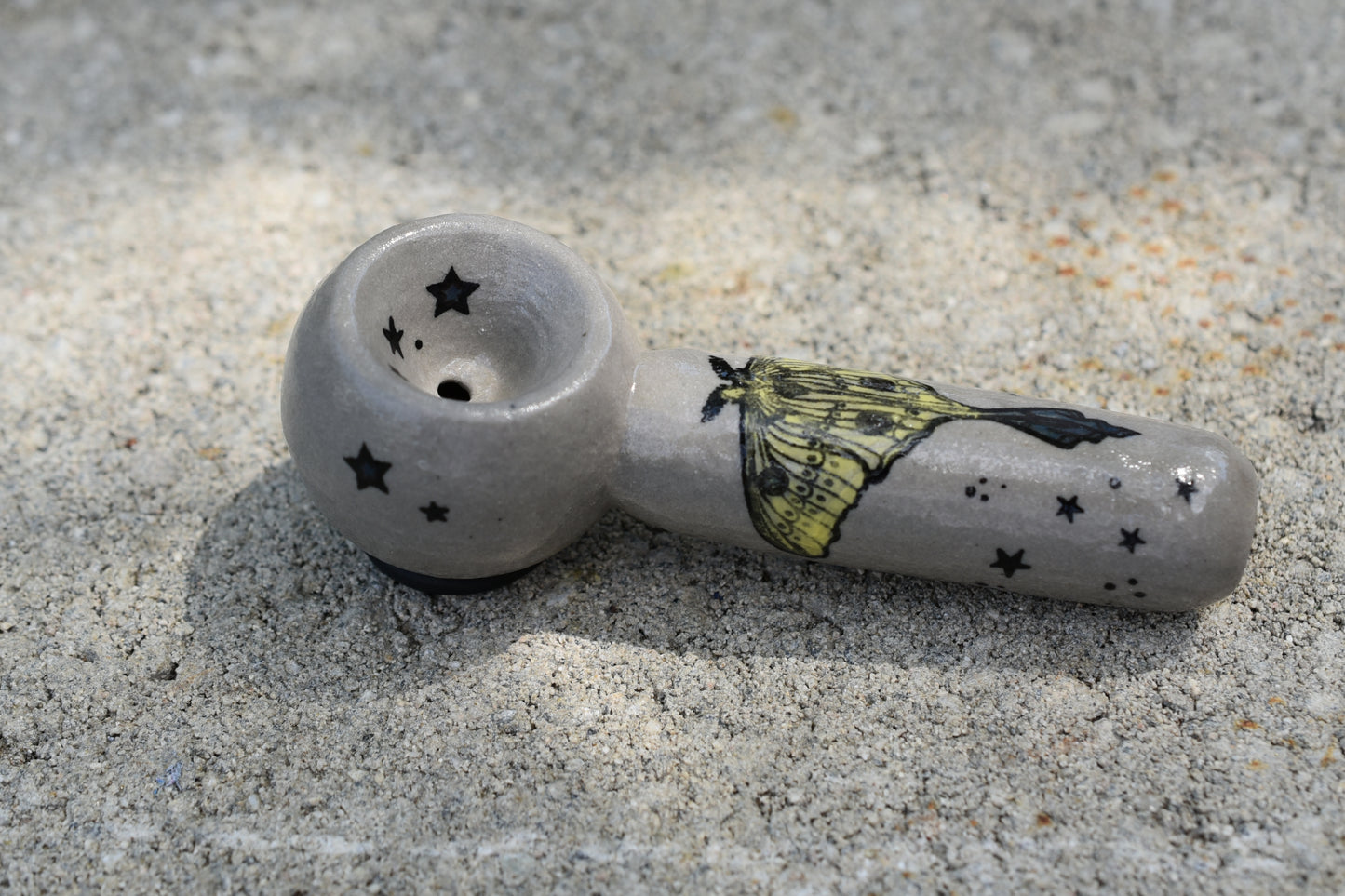 Night Moth, Alchemy, Cement Gray Color, Small Pipe