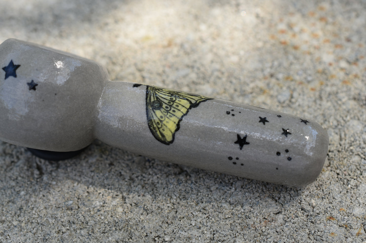 Night Moth, Alchemy, Cement Gray Color, Small Pipe