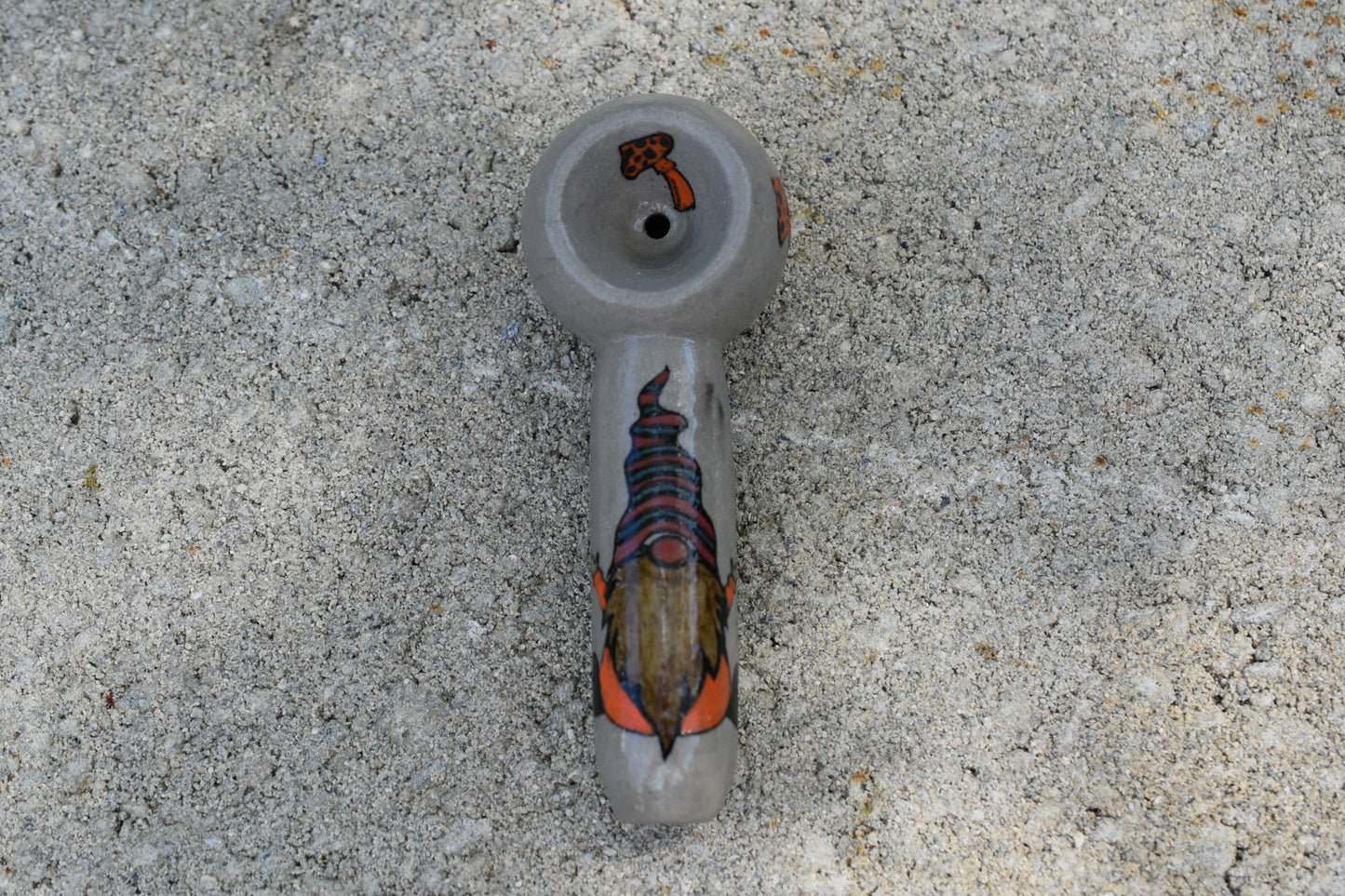 Gnome, Cement Gray Color, Small Pipe