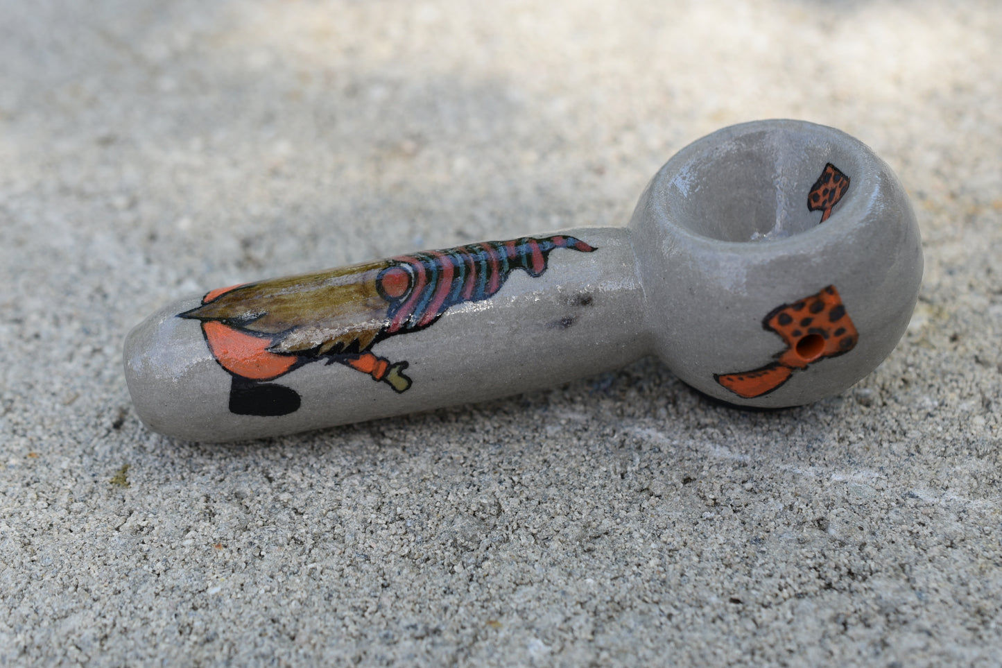 Gnome, Cement Gray Color, Small Pipe