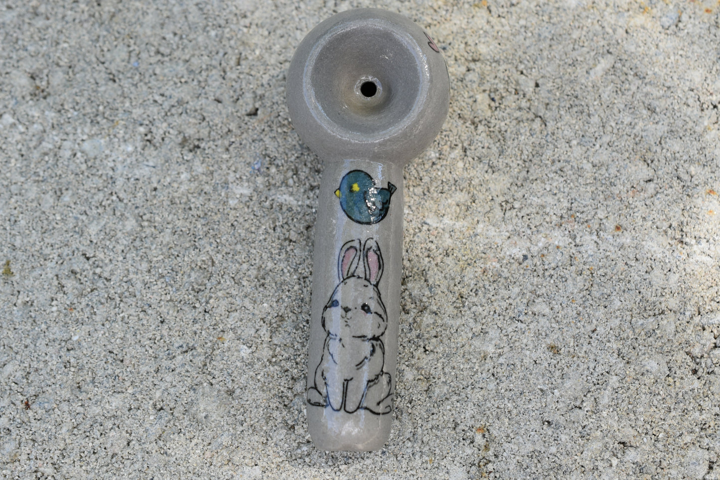 Little Bunny, Cement Gray Color, Small Pipe