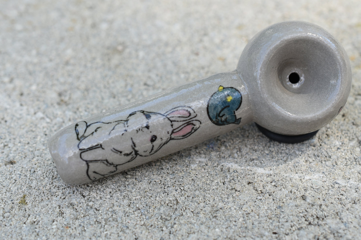 Little Bunny, Cement Gray Color, Small Pipe