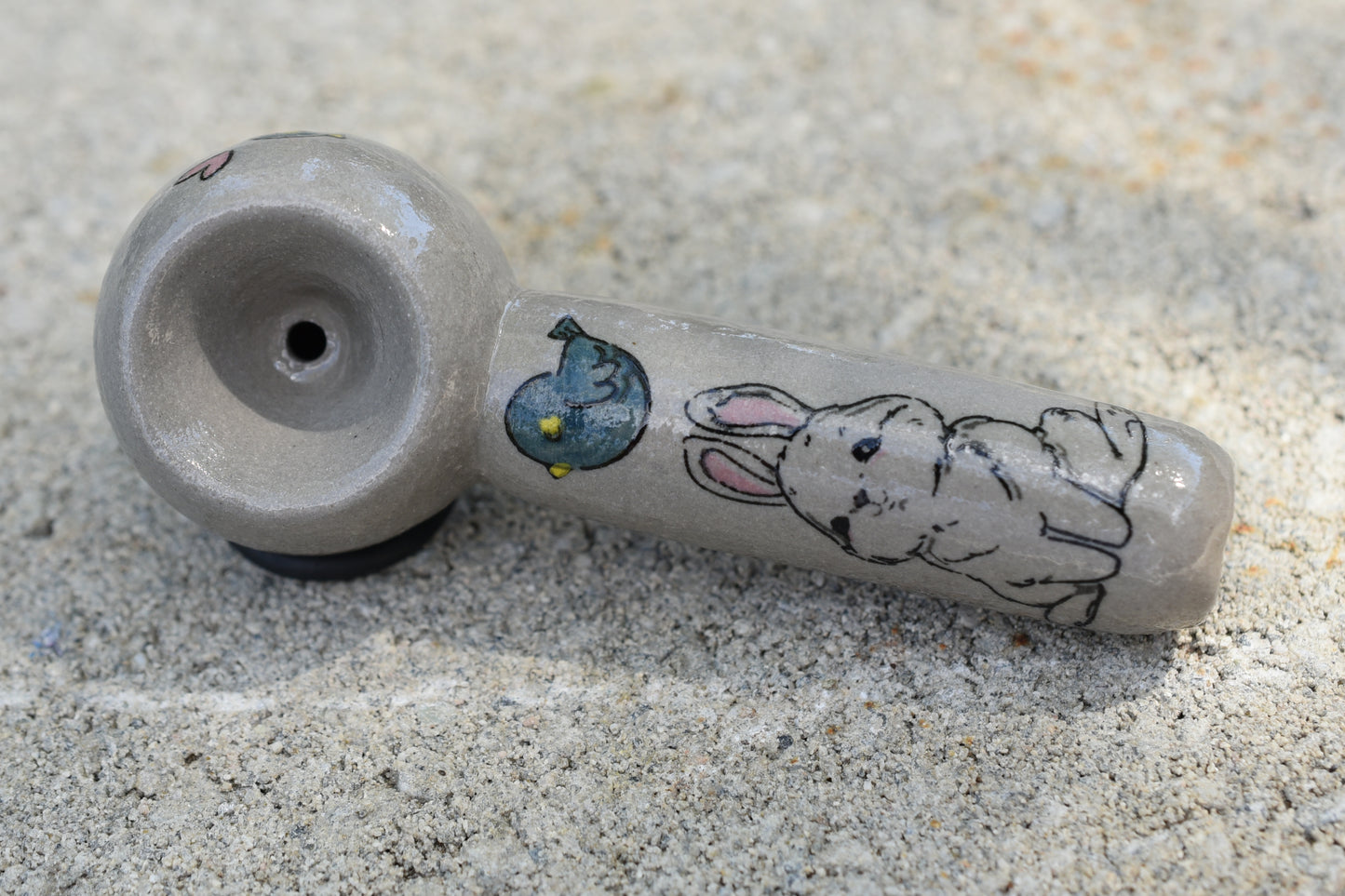 Little Bunny, Cement Gray Color, Small Pipe