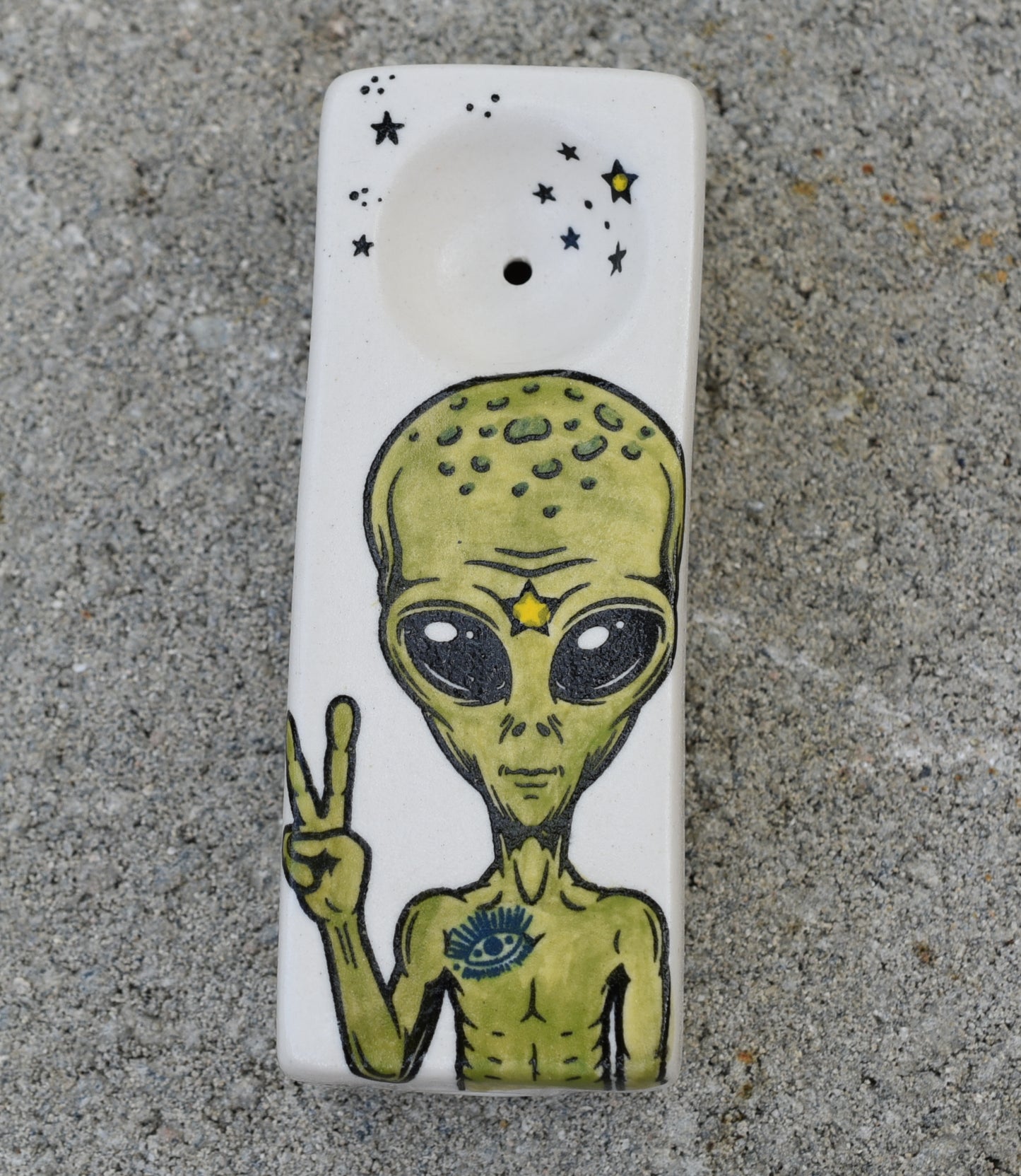 Space Alien Peace Sign, Rectangular Pipe