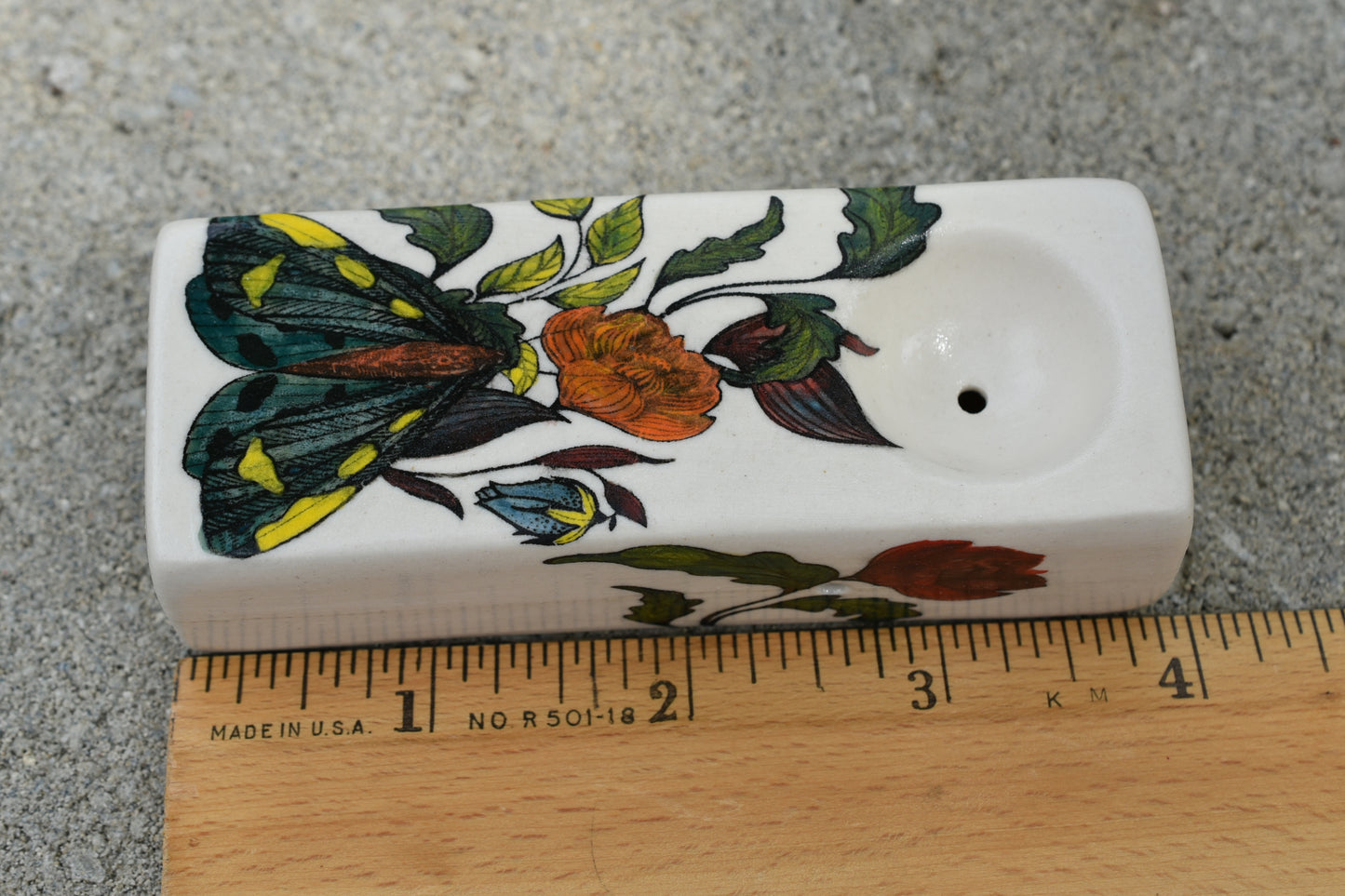 Moth and Flowers, Rectangular Pipe