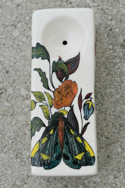 Moth and Flowers, Rectangular Pipe