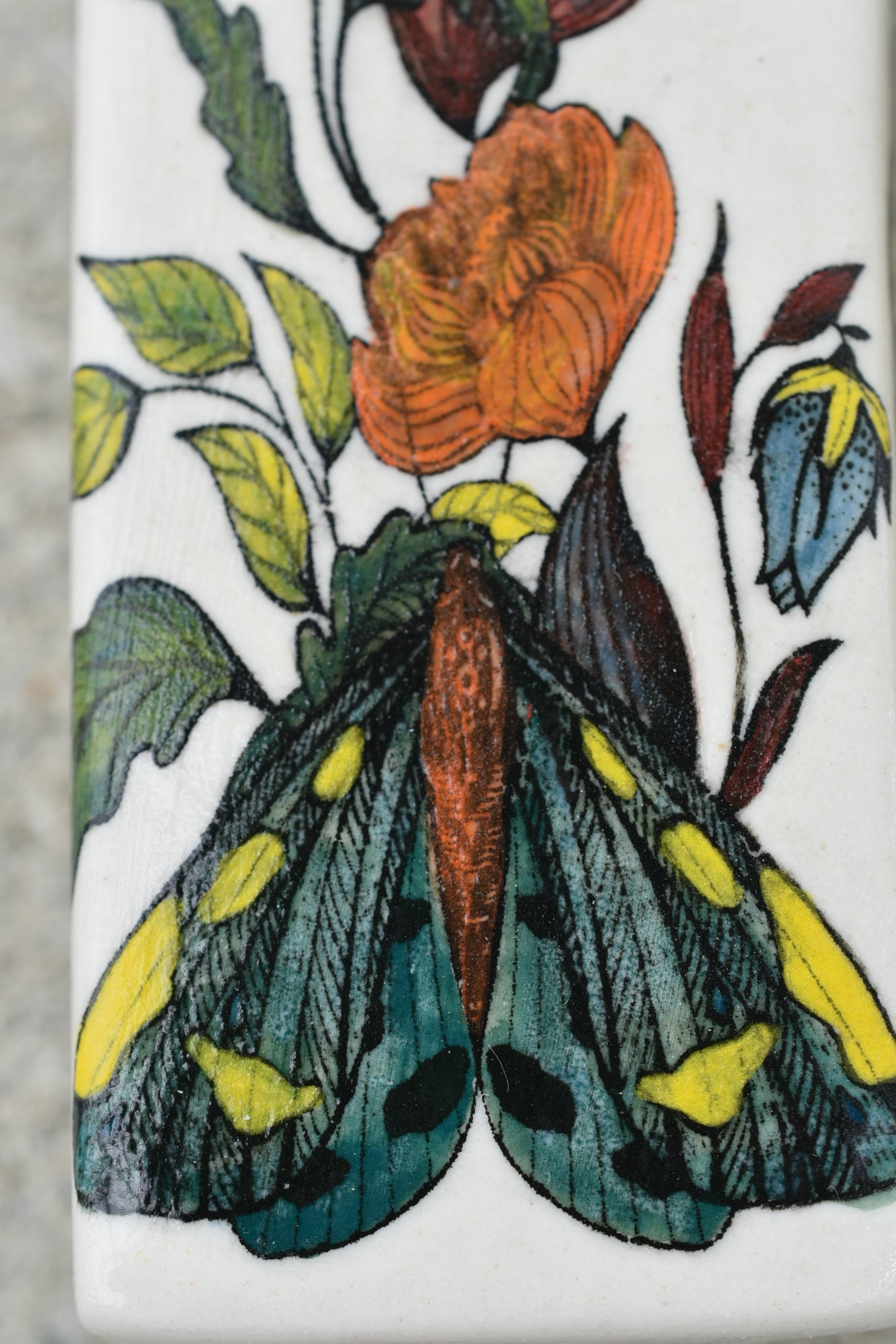 Moth and Flowers, Rectangular Pipe