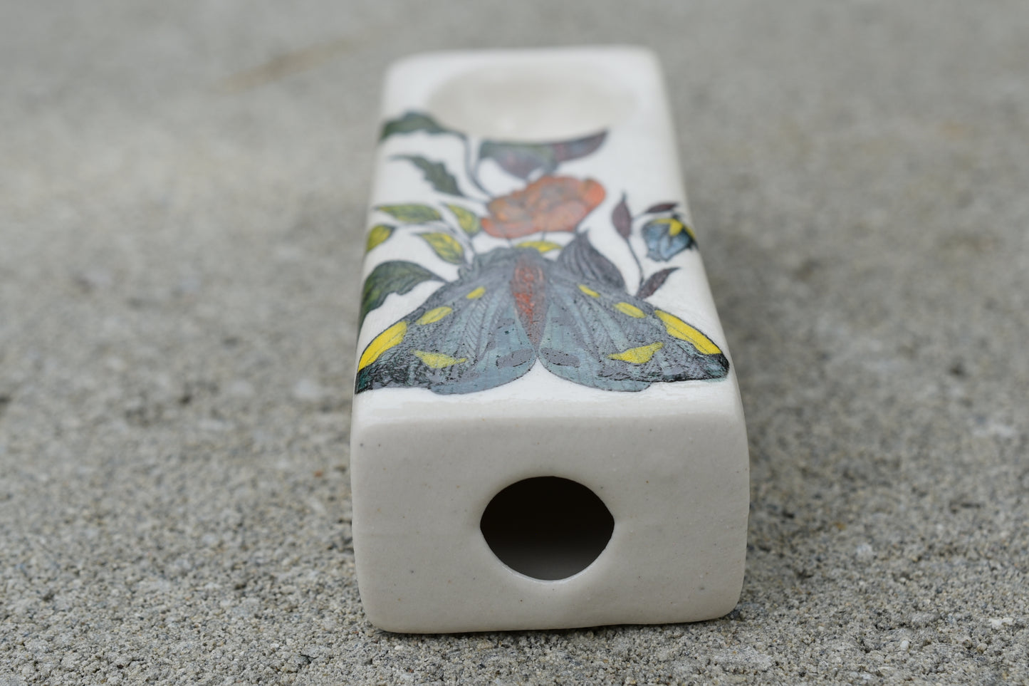 Moth and Flowers, Rectangular Pipe