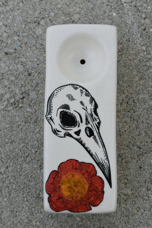 Bird Skull and Flower, Rectangular Pipe