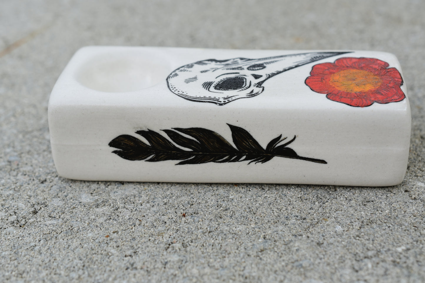 Bird Skull and Flower, Rectangular Pipe