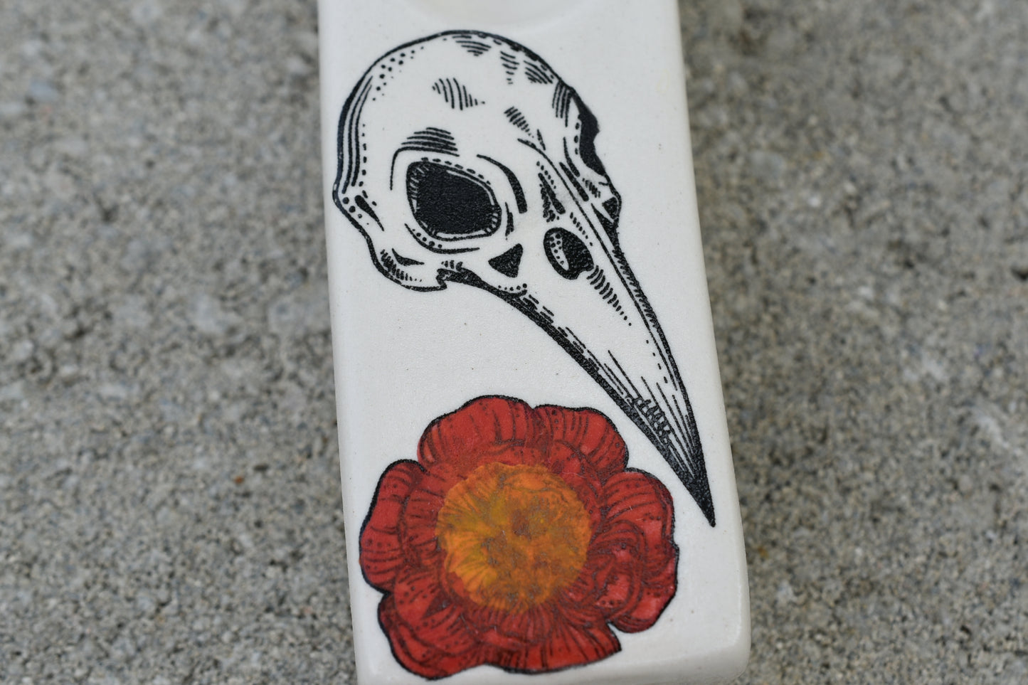 Bird Skull and Flower, Rectangular Pipe