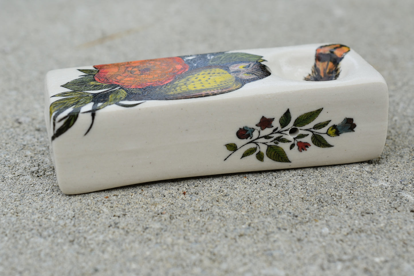 Owl and Flowers, Rectangular Pipe