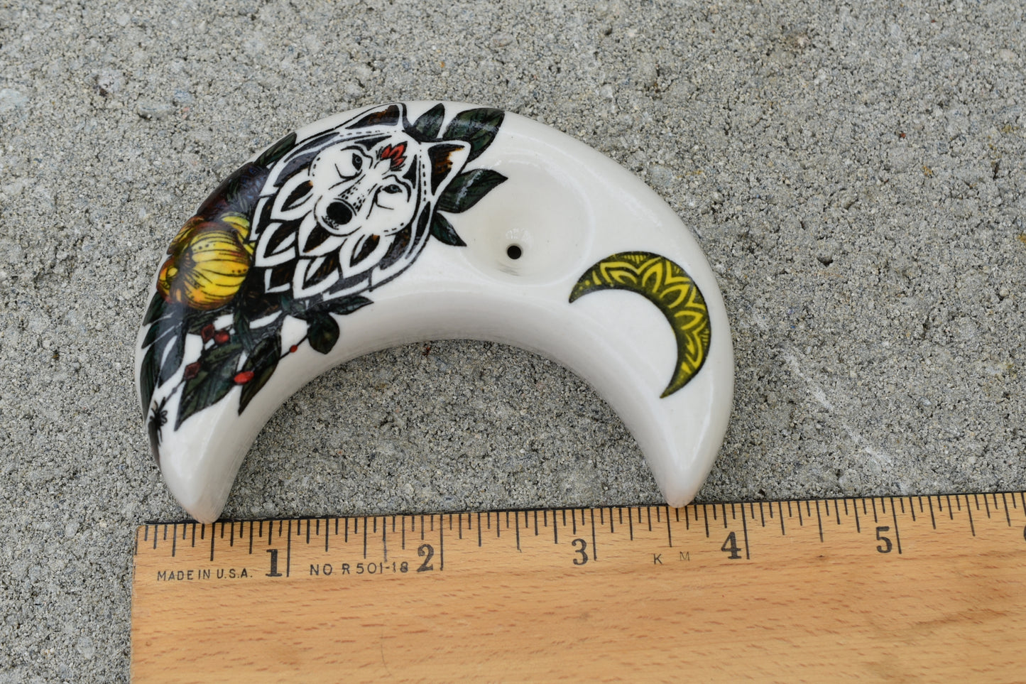 Wolf Moon, Flowers, Moon Shaped, Unique Pipe