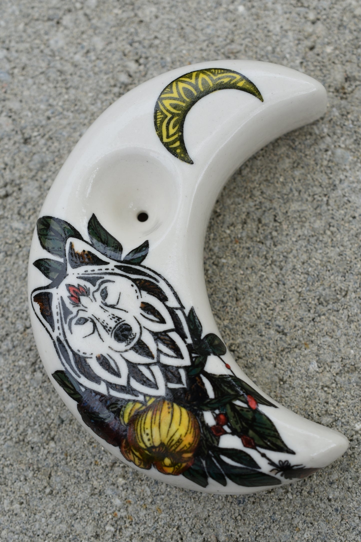 Wolf Moon, Flowers, Moon Shaped, Unique Pipe