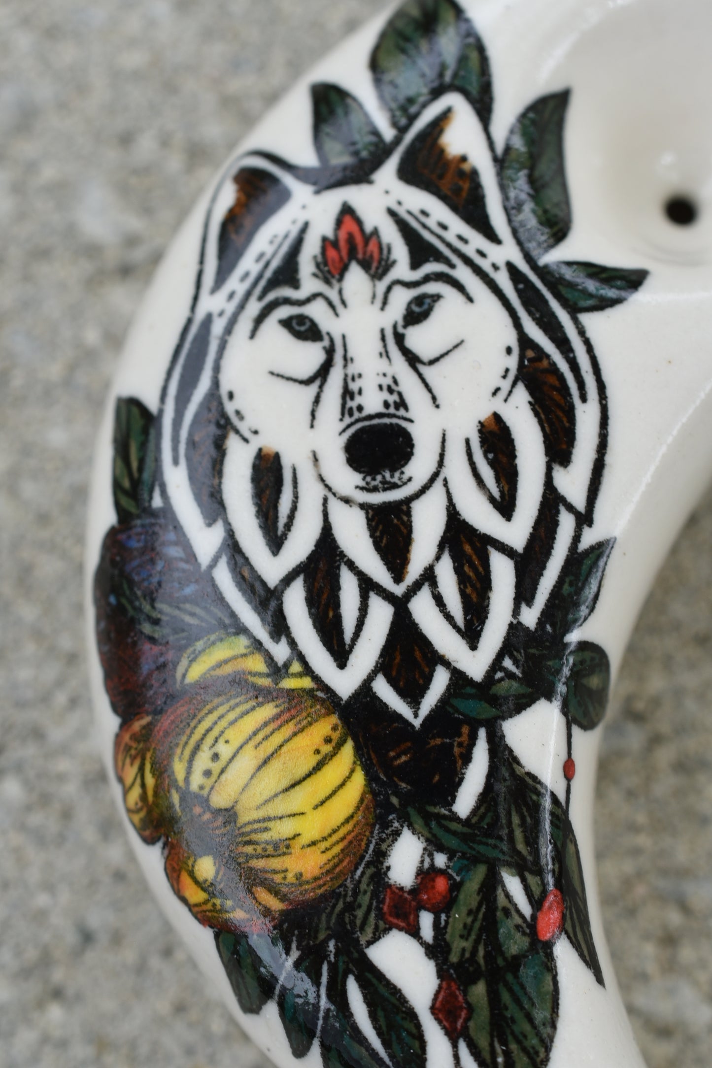 Wolf Moon, Flowers, Moon Shaped, Unique Pipe