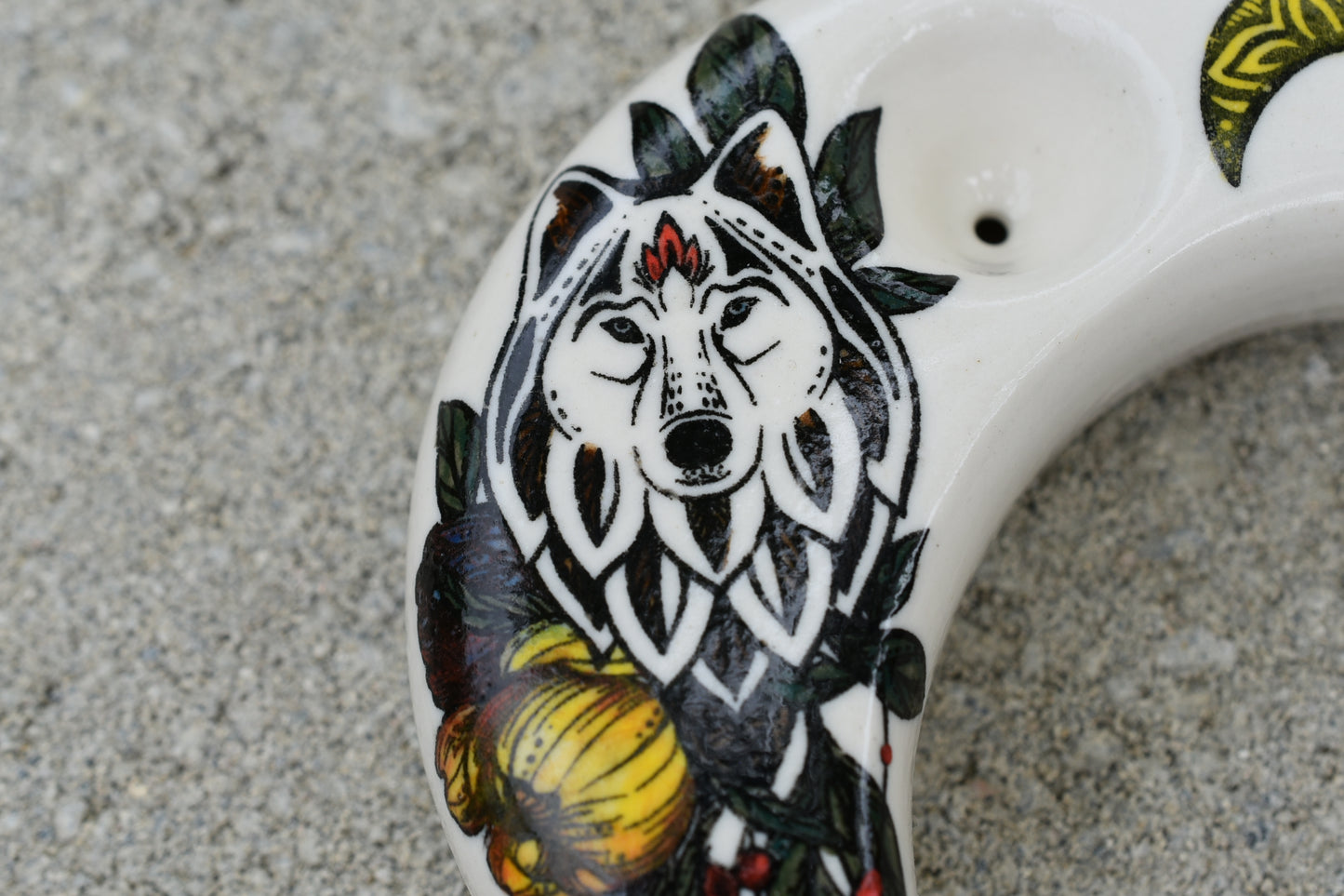 Wolf Moon, Flowers, Moon Shaped, Unique Pipe