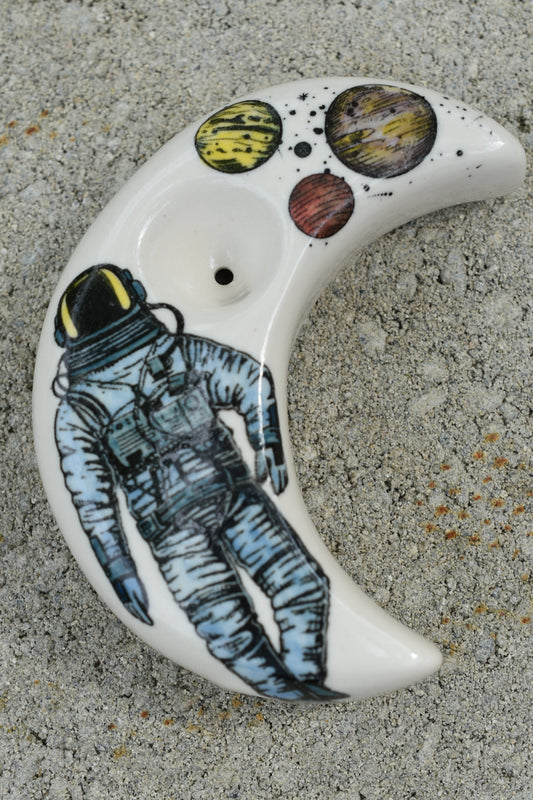 Space Odyssey Astronaut, Moon Shaped, Unique Pipe