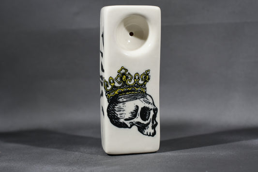 Gold Crowned Skull, Rectangular Pipe